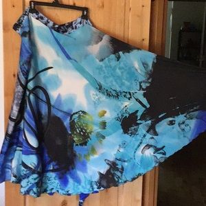 Wrap Around Silk Skirt Unique Print Size L